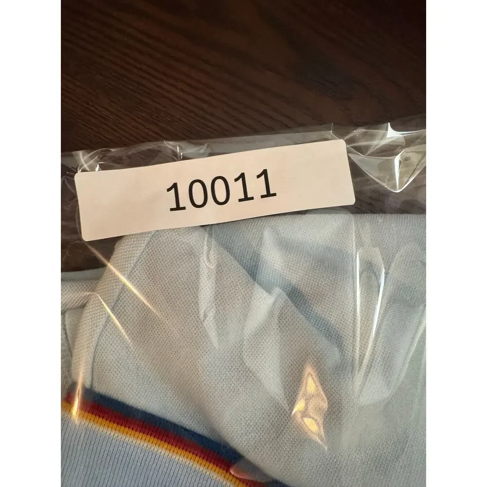 Penguin by Muningswear 100% Cotton Polo Light Blue Rainbow Collar XL - Picture 8 of 8